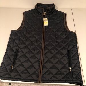 Haggar men's M Navy quilted vest zip NEW